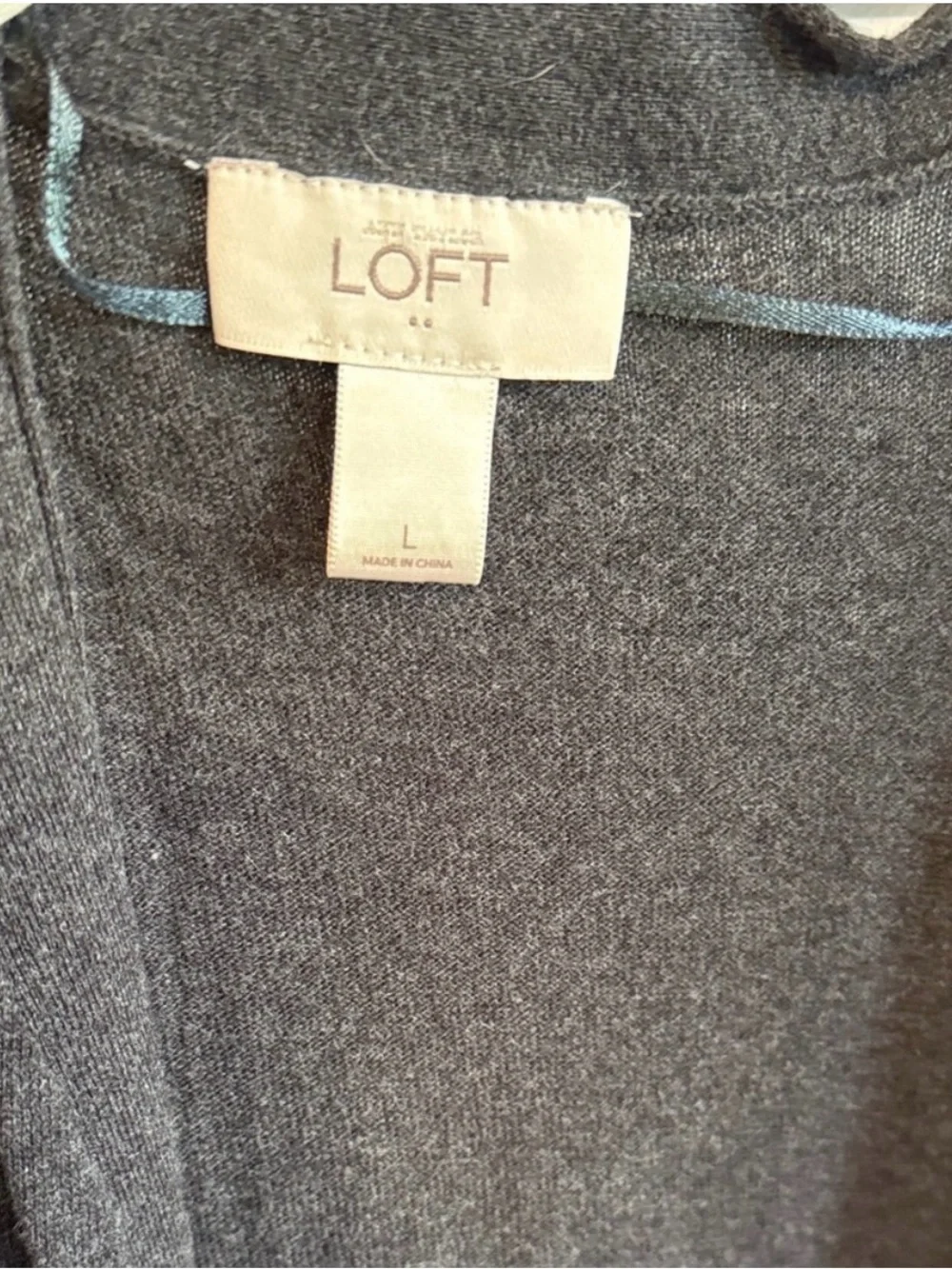 LOFT Charcoal Gray Lightweight Open Front Cardigan Sweater L